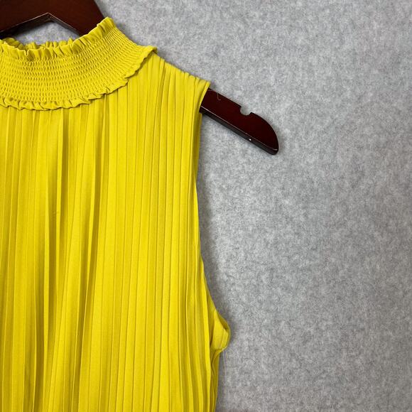 Nanette Lepore Mock Neck Sleeveless Pleated Dress in Lime Matcha Size 10 - Picture 7 of 9